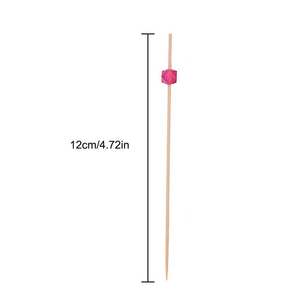 Palillos para cóctel de bambú desechables, palillos para cóctel, fruta, sándwich, hamburguesa, cuentas cuadradas de colores, decoración para platos de cóctel, 100 uds.