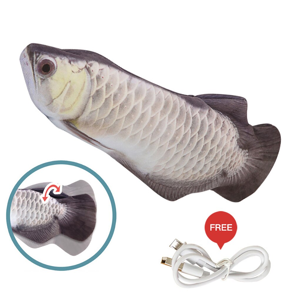 Juguete de pez electrónico interactivo para gatos, juguete automático para gatos, divertido, recargable, simulación de flotación, peces de baile en movimiento: D(Electric fish)