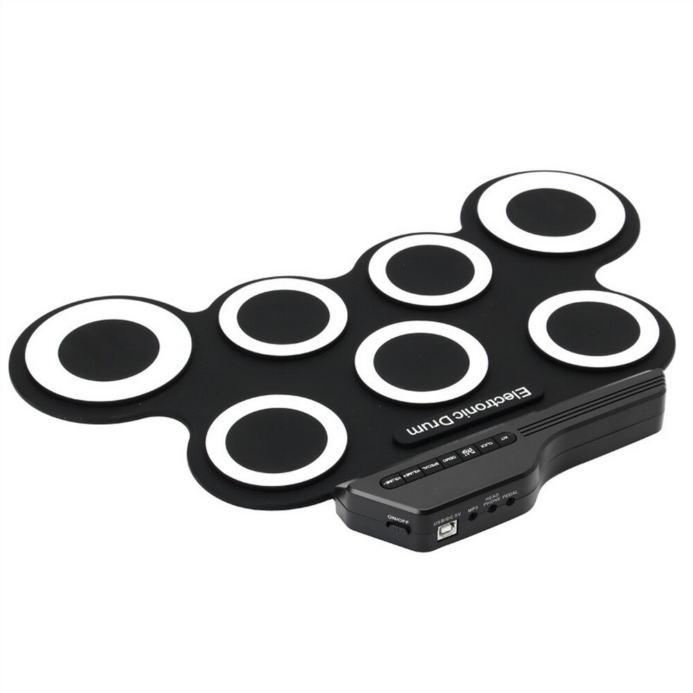 Bærbar elektronisk tromme digital usb 7 pads roll up trommesett silikon elektrisk tromme pad kit med trommestikker sustain pedal