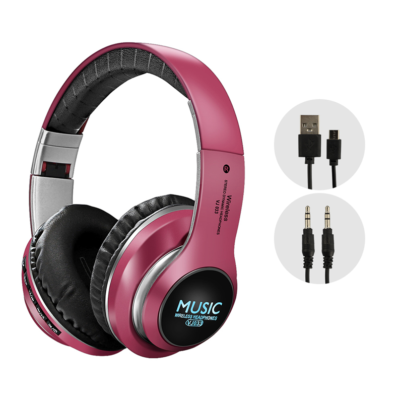 Headset With Mic Support TF Card HIFI Stereo Foldable Earphones 5.0 Bluetooth Headset Portable Wireless Headphones For Cellphone: Pink Headset No Box