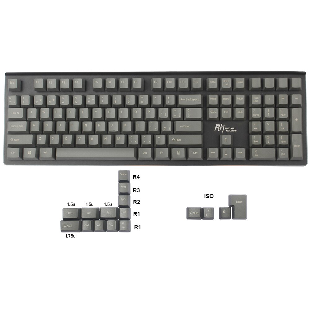 124-key Spanish Layout European ANSI ISO-ES OEM PBT Keycaps for Cherry MX Switches of Mechanical Keyboard