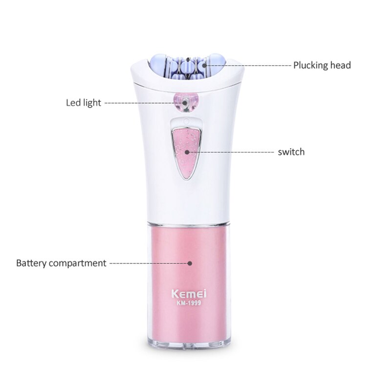 Kemei Electric Epilator Women Hair Removal Painless for Battery Shaving Machine Trimmer Facial Bikini Cordless Body F30