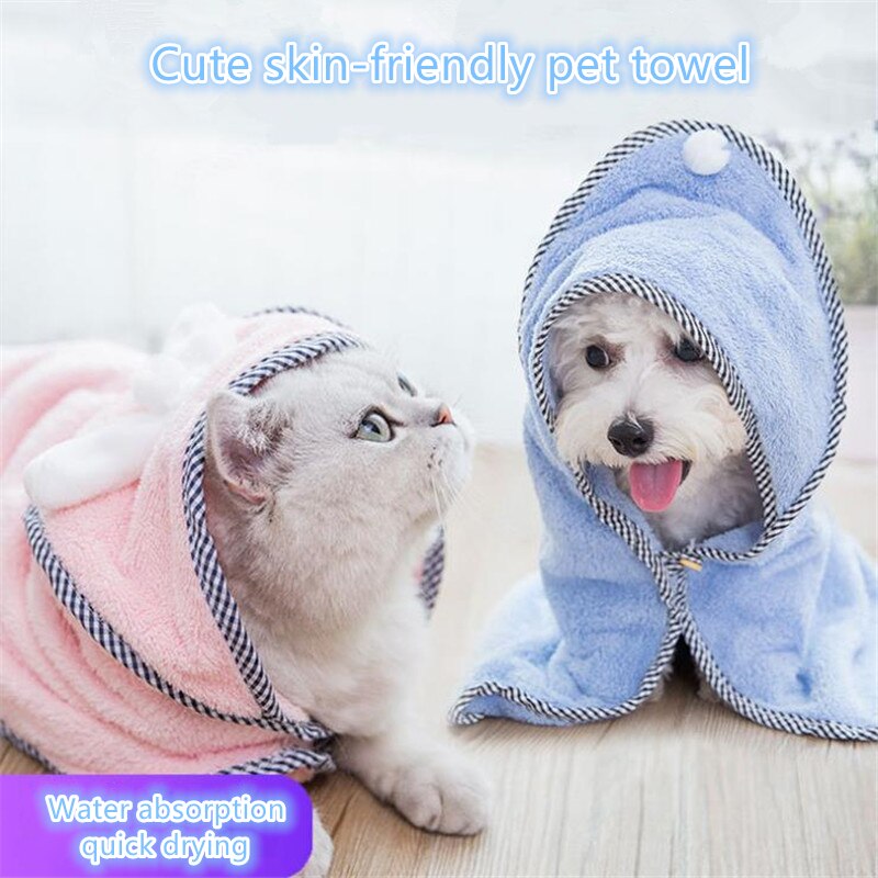 Pet Bath Towel Soft Cute Drying Bath Pet Towel for Dog Cat Puppy Super Absorbent Bathrobes Cleaning Necessary Supply Fiber