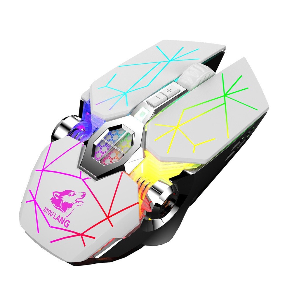 Wireless Rechargeable Game Mouse Mute Liquid-cooled Shining Mechanical Mice Mouse 2.4GHz Ergonomic Mice For Laptop PC Mouse#T2
