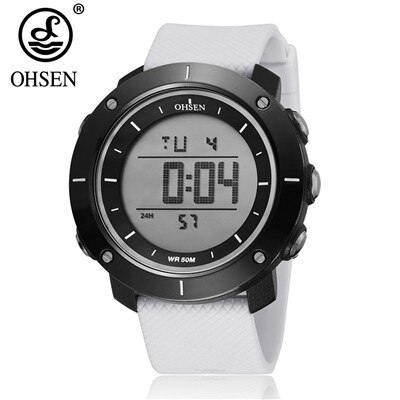 NEUE OHSEN Mann Männlichen Orologio Uomo Digitale Uhren Wasser Stoßfest Herren Sport Armbanduhren Silikon Band: Weiß
