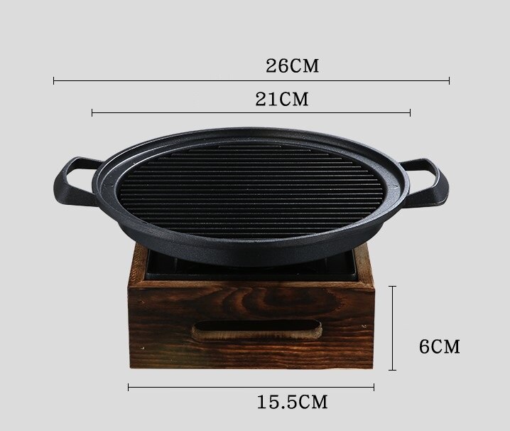 Parrilla portátil de hierro fundido para barbacoa, mini parrilla bbg para mesa superior, estufa de barbacoa, teppanyaki, para Hotel, restaurante, familia, Sin: small stove with pan