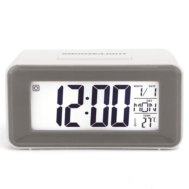Horloge numérique de bureau rétro-éclairé 12/24 H, contrôle du son, 8 sonneries d&#39;alarme pour chambres d&#39;enfants, horloge électronique simple