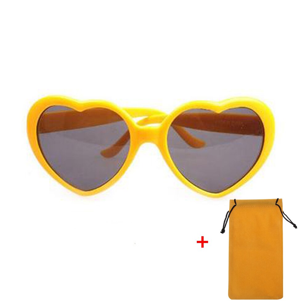 Love Heart Shaped Effects Glasses Watch The Lights Change Love Image Heart Diffraction Glasses At Night Sunglasses: Yellow Set
