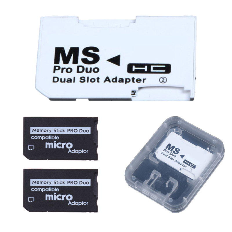 Adaptador de tarjeta de memoria TF a MS, 2-1 piezas, Plug and Play, Mini Memory Stick Pro Duo, lector de ranura Dual para tarjeta PSP