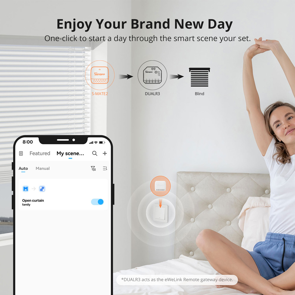 SONOFF S-MATE2 Extreme Switch Mate Local Control Mechanical Switch Support MINI Size Two-Way eWeLink Remote Control via MINIR4