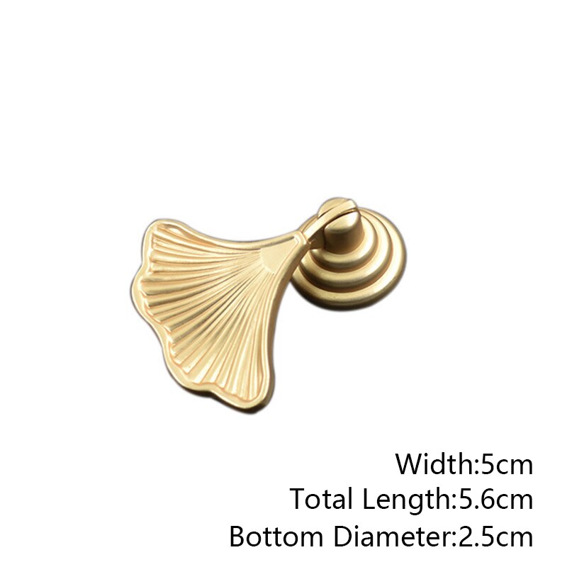 1Pc Ginkgo Leaf Schoen Kast Lade Messing Handvat Single-Gat Metalen Garderobe Knop Dresser Kast Deur Pull Meubels hardware: Default Title