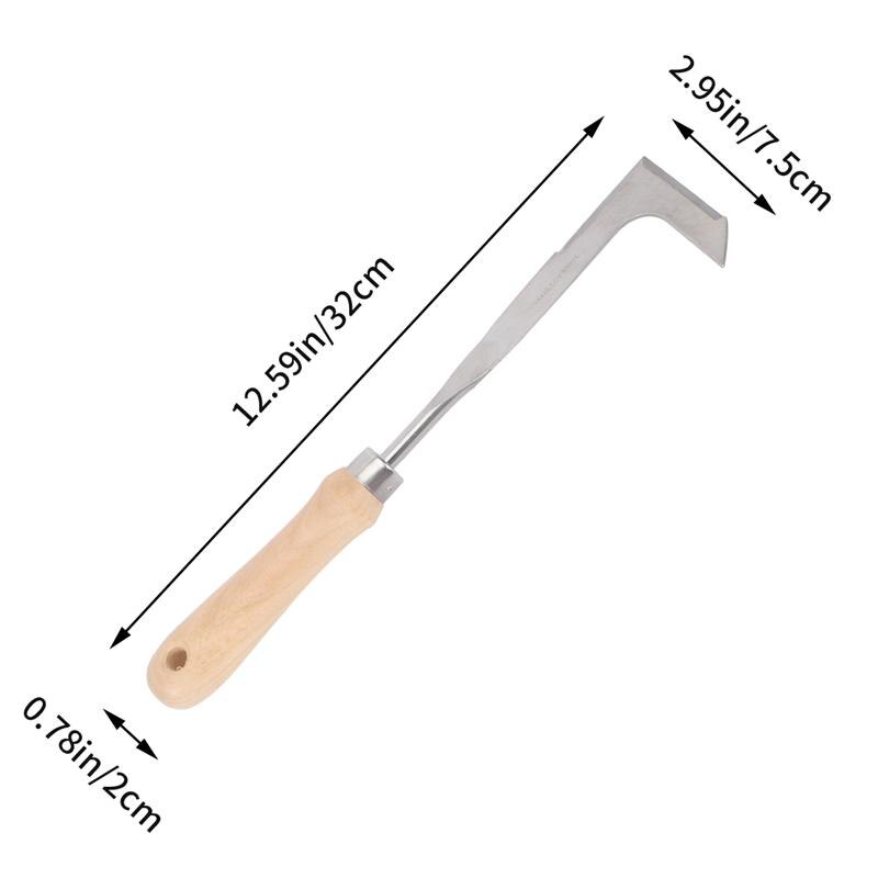 1Pc Rvs Wieden Sikkel Met Houten Handvat Handleiding Wieder Multipurpose Wortel Remover Tuinieren Tool Voor Thuis (Zilver)
