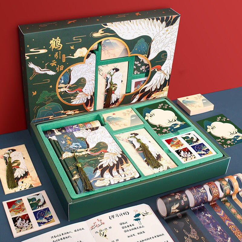 Notebook Antiquity Sticker Set Box Birthday notebook Girl Kawaii Diary Antiquity Chinese Style Notepad 2022 Stationery: G