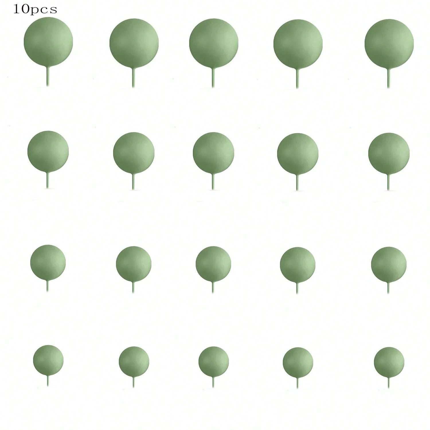 10pcs Sage Green Brown Cake Topper Gold Foam Balls DIY Insert Cake Decoration for Baby Shower Birthday Party Cake Decorationion