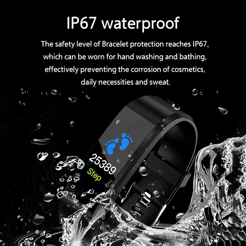 Slimme armband gps fitness activiteitstracker 1.14 "sport waterdichte bloeddrukmeter slaapmonitor slimme band polsband