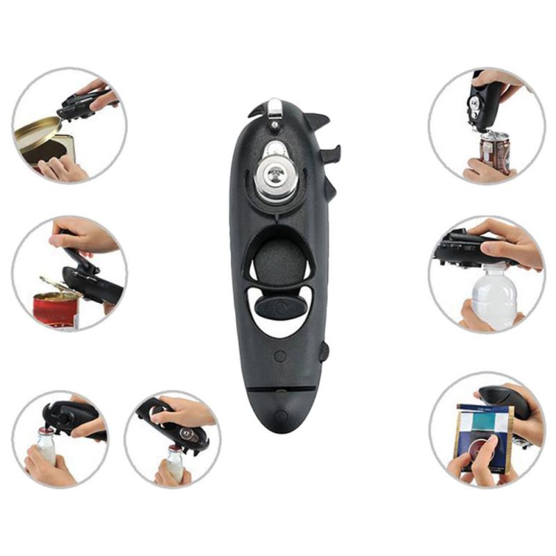 Multifunction 8 In 1 Manual Can Opener Kitchen Tool Bottle Jar Portable Gadget 18.5cm Handheld Side Cut Accessories
