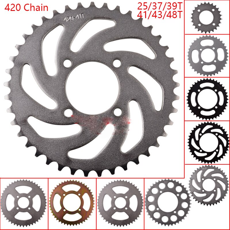 Pignone Posteriore Per Catena 420, Vari Denti: 37T 41T 43T 48T 50T 60T 76T, Per ATV E Go Kart