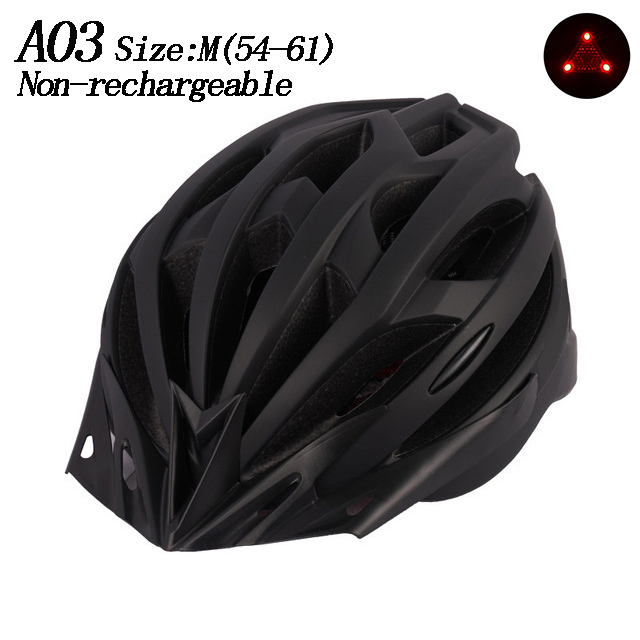 Led-Licht Fietshelm Ultralight Eps + Pc Cover Mtb Racefiets Helm Integraal Mold Fietshelm Unisex veilig Rijden Cap: Black A03