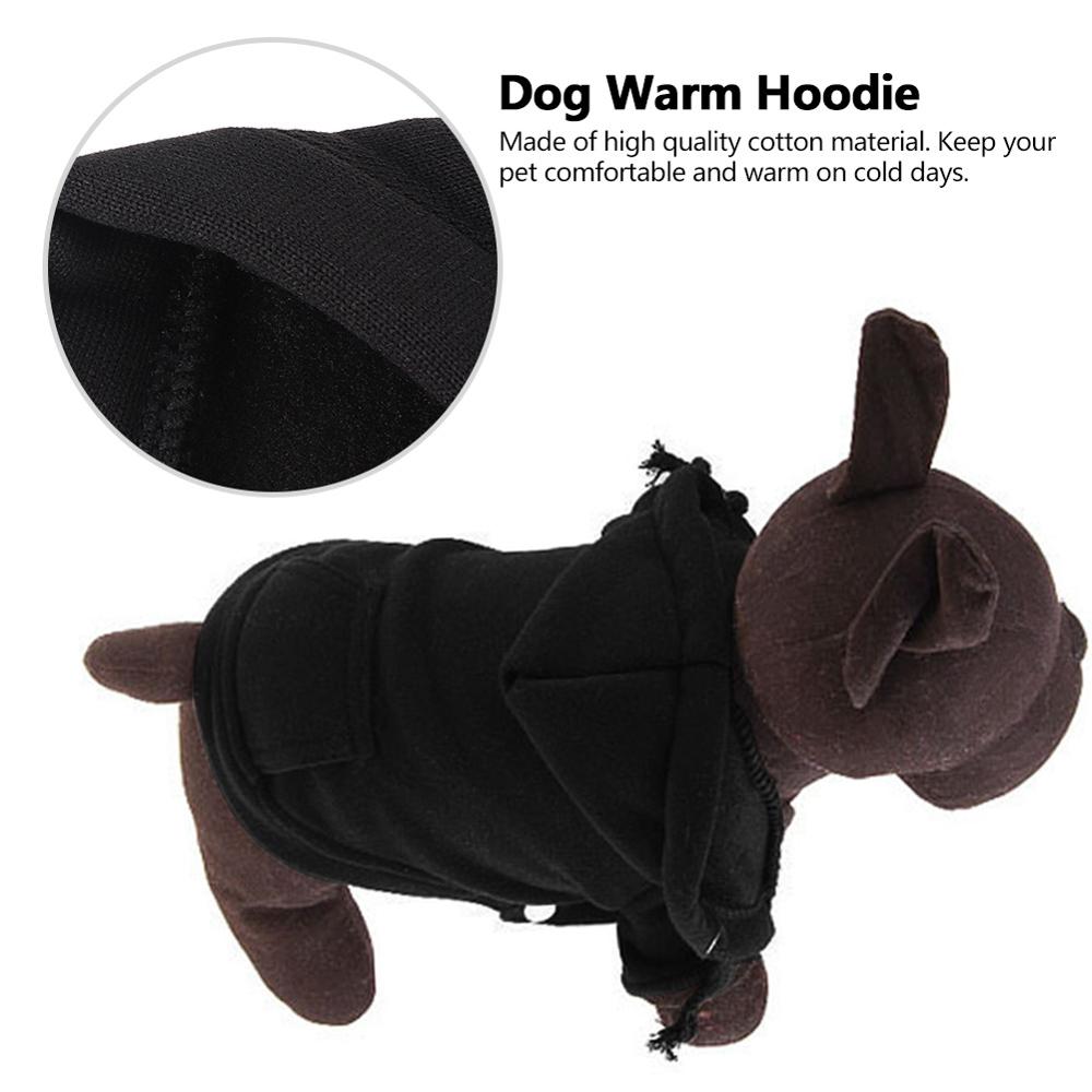 Hundetrøjer sort bomuld kæledyr vinter varm kostume hættetrøje fritidsfrakke tøj tøj med spænde til hunde katte sød hund