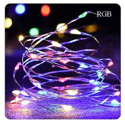 Guirlande lumineuse LED avec fil d&#39;argent, 2/5/10M, pour noël, fête à domicile, mariage, décoration, bouteille, féerique: RGB / 10M 100LEDs