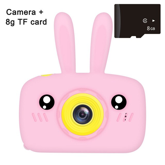 Toy Camera Mini Camera Kids Toys Cartoon Digital Camera Baby Toys 12.0M with 2.0 Inch IPS Screen Children Educational Toys: pink 8g tf card