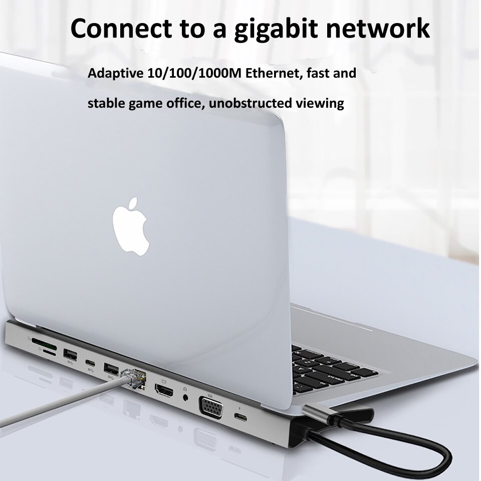 OUTMIX tipi C HUB HDMI USB 3.0 HUB Dock VGA HDMI RJ45 USB adaptörü dönüştürücü PD şarj laptop için thunderbolt 3 USB C HUB