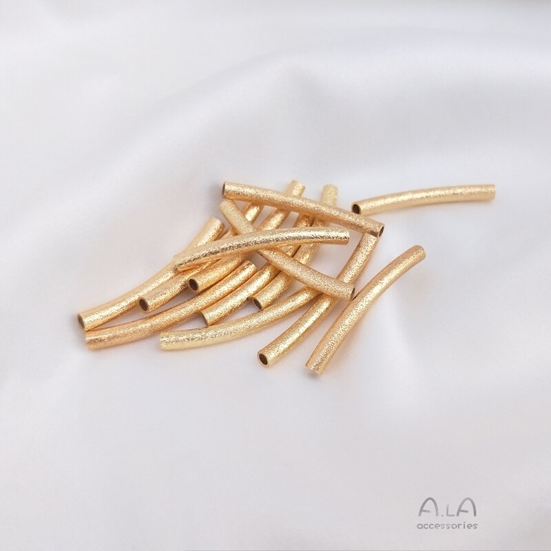 1 Teile/satz Nie Verblassen 14K Vergoldung Kupfer Überzogen Echt Gold Sand Blitz Ellenbogen matt Hohl Lange Runde Rohr DIY Armbinde