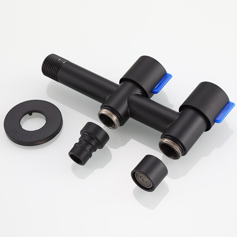 Black Washing Machine Faucet Wall Mounted Bidet Faucet Single Cold Black Outdoor Faucet Bathroom Sink Tap Garden Bibcock Tap