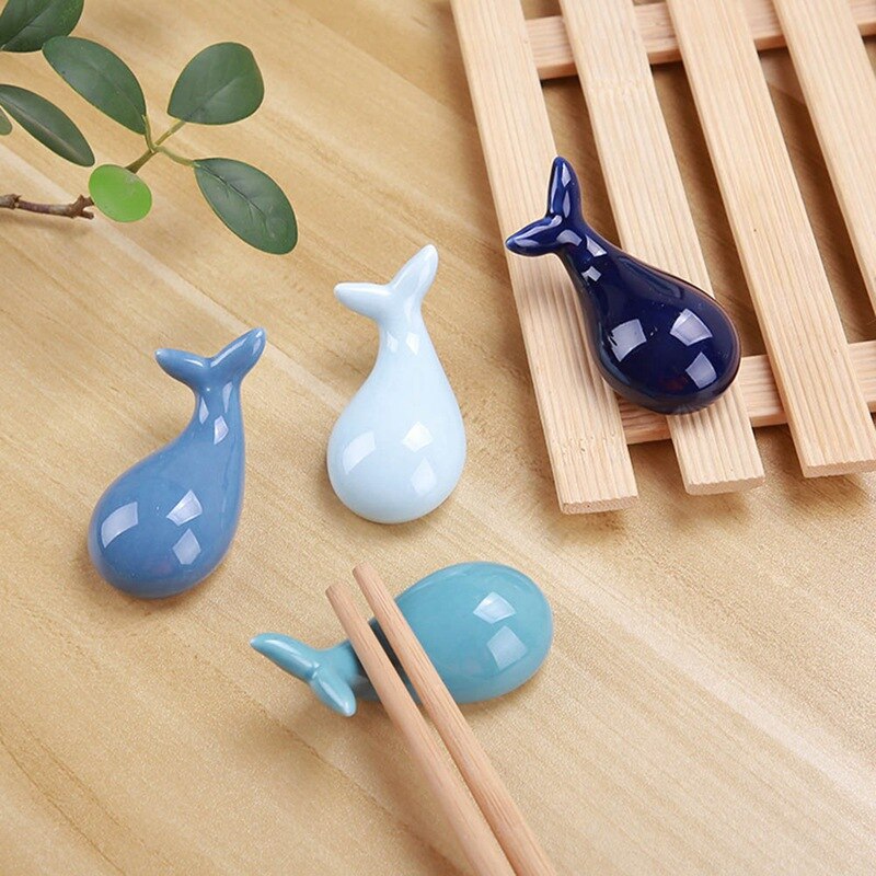Japan Style Ceramic Chopsticks Holder Whale Shape Chopsticks Care Spoon Stand Rack Rest Kitchen Tableware Decoration