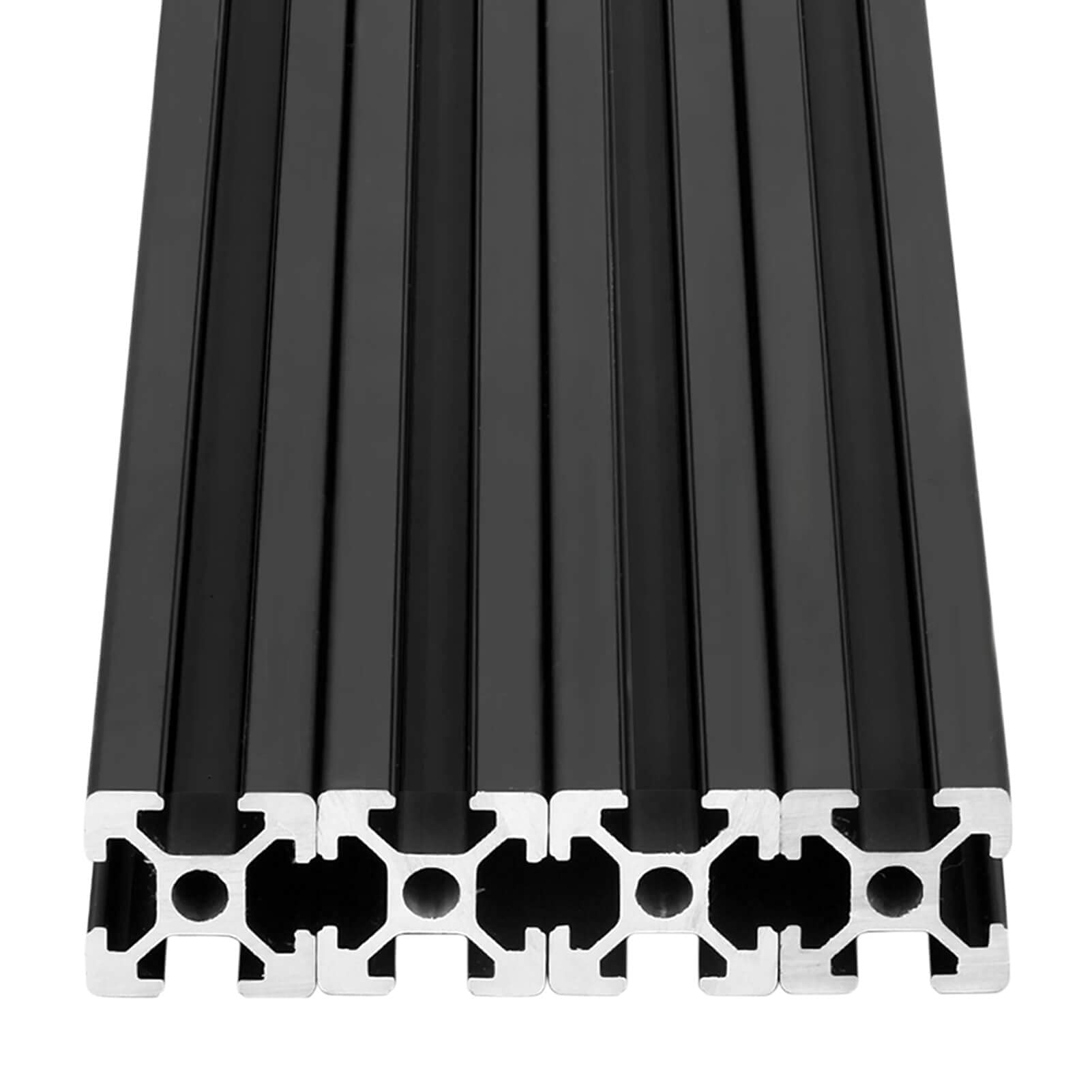 4 Stück T-Slot Aluminium-Extrusionsprofil 20 x 20 mm europäischer Standard eloxierte Linearschiene für 3D-Druckerteile DIY Silber Schwarz: Schwarz / 200mm