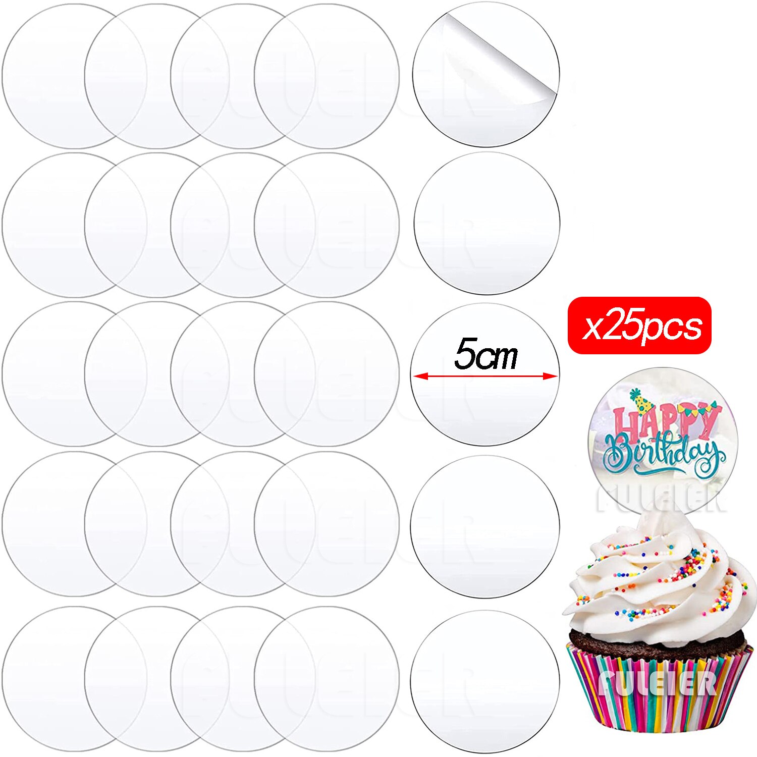 5/10/15/20/25cm Round Acrylic Cake Disks DIY Art Blank Board Cake Tool Tray Stand Cake Topper Decoration Tool Baking Accessories: Pink
