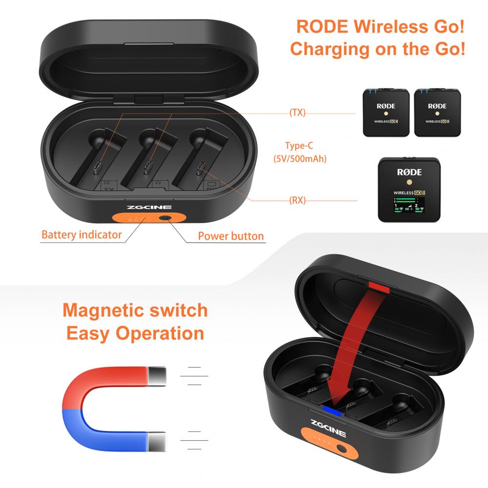 Leichtes, zuverlässiges mikrofonsystem mit kontrollleuchte, ladecase, langlebige usb-ladebox, tragbar