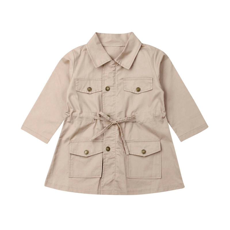 England Style Kids Girls Boys Kids Jacket Coats Autumn Warm Children Clothes Solid Long Sleeve Lace-up Buttons Coats 2-7Y: Khaki / 5T