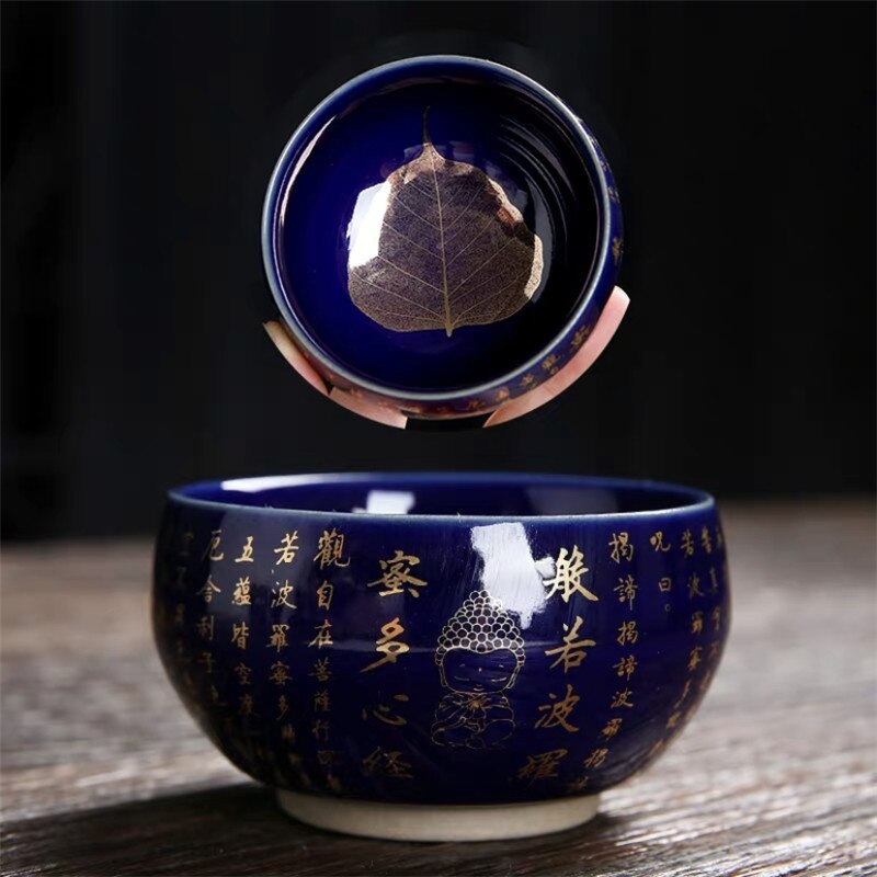 Keramisk hjerte sutra tekop porcelæn blad mester te kop zen buddha kontor vand krus tilbehør til hjemmet drinkware