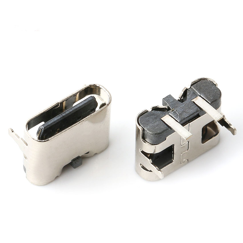 1-10 piezas tipo C 2 pines horizontal 90 ° Placa enchufable Conector enchufable hembra USB tipo C de carga rápida