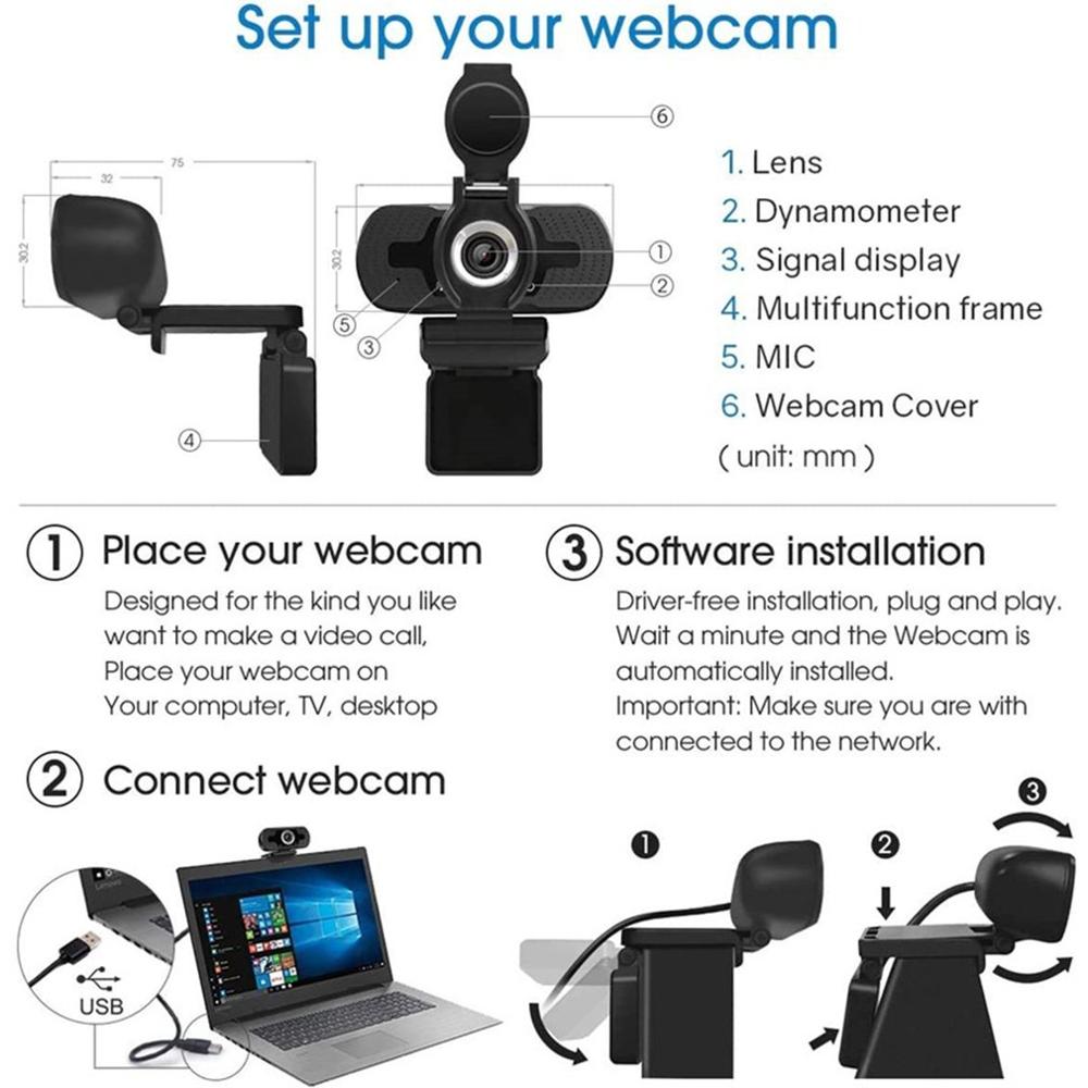 Webcam Volle hd 1080P Live Video Webcam Mit Abdeckung ABS Optische Objektiv USB Stecker Und Spielen Netz kamera Mit mikrofon