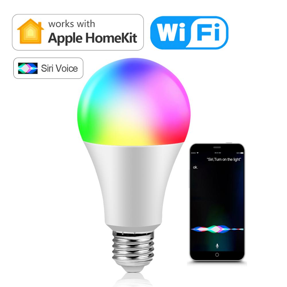Apple Homekit-bombilla LED inteligente para el hogar, lámpara con Control por voz, WIFI, 15W, 110V, 220V, para Asistente de Google y Alexa Echo
