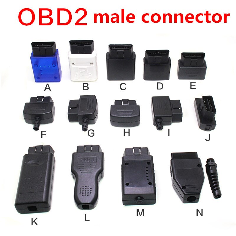 12 Types Option J1962 Male Connector 12V Car OBD Shell Plug with Screws OBD2 16pin OBD DIY Assemble Diagnostic Interface Socket