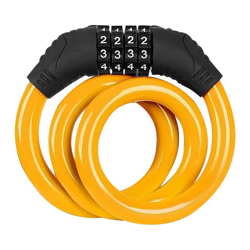 Bicycle Four-digit Password Lock Anti-theft Lock Mountain Bike Lock Dead Fly Bicycle Equipment Electric Motorcycle: A-Yellow