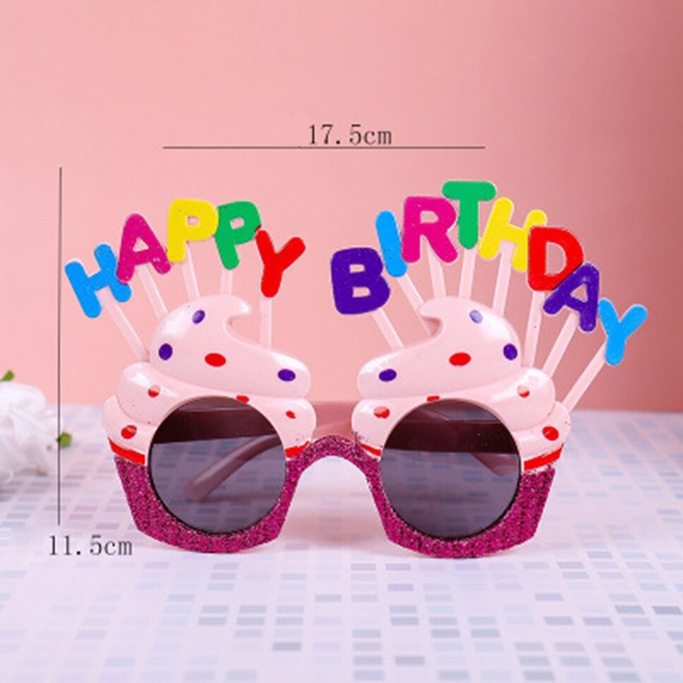 HATOSTEPED happy Birthday Party Eyeglasses Funny Eyewear Photo Props Happy Birthday Cream Cake Glasses Novelty Decoration