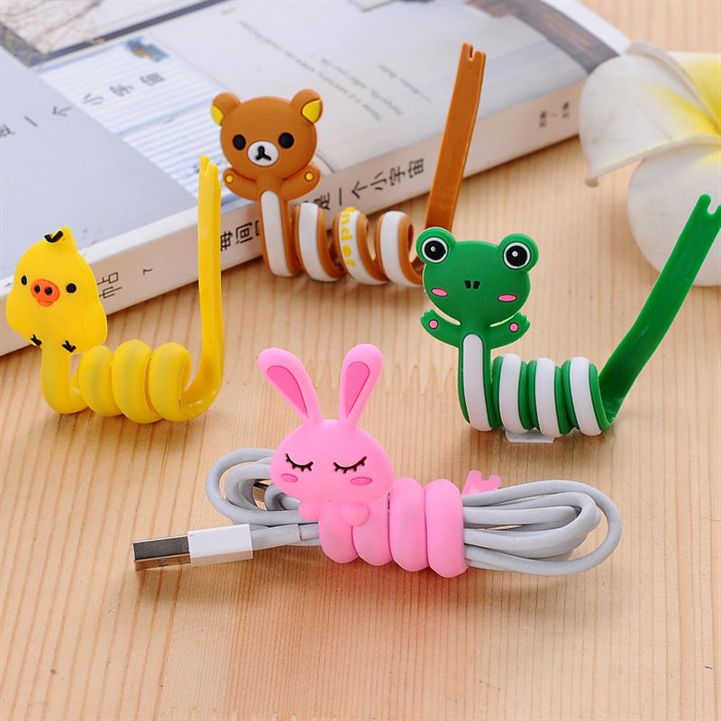 Cute USB Cable Winder Organizer Holder Cartoon Earphone Wire Management For IPhone11 12 Cable Tablet MP3 MP4 PC Electric Cord