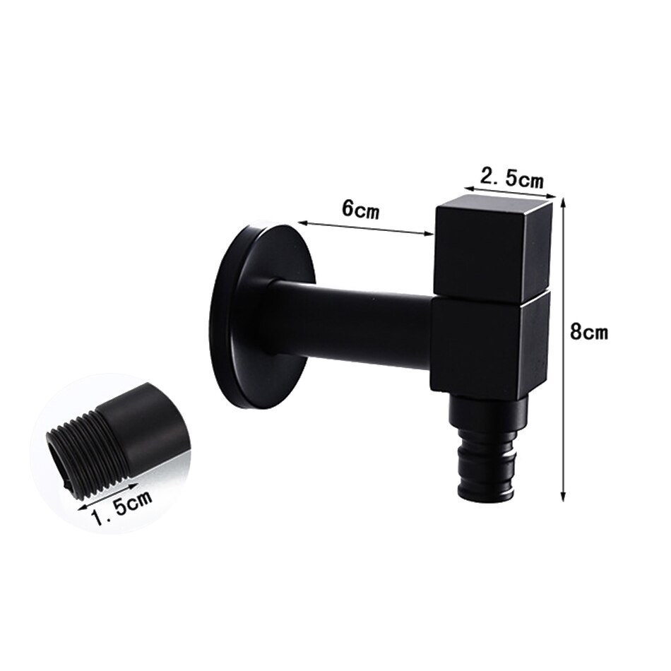 Black Washing Machine Faucet Antique Brass Wall Mounted Single Cold Tap Bibcock Balcony Kitchen Bathroom Outdoor Garden Tap G1/2