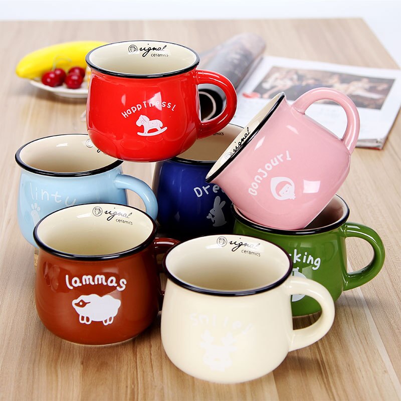 Zakka Retro Ceramic Cups and Mugs Travel Coffee Mug Enamel Breakfast Milk Tea Cups Simple and Mugs Kitchen Tool