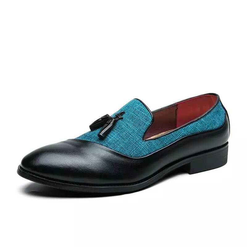 Fotwear Sky Blue Men Dress Shoes Tassel Men Loafers Slip On Men Smoking Shoes Big Size 46 45 Wedding Party Leather Shoes