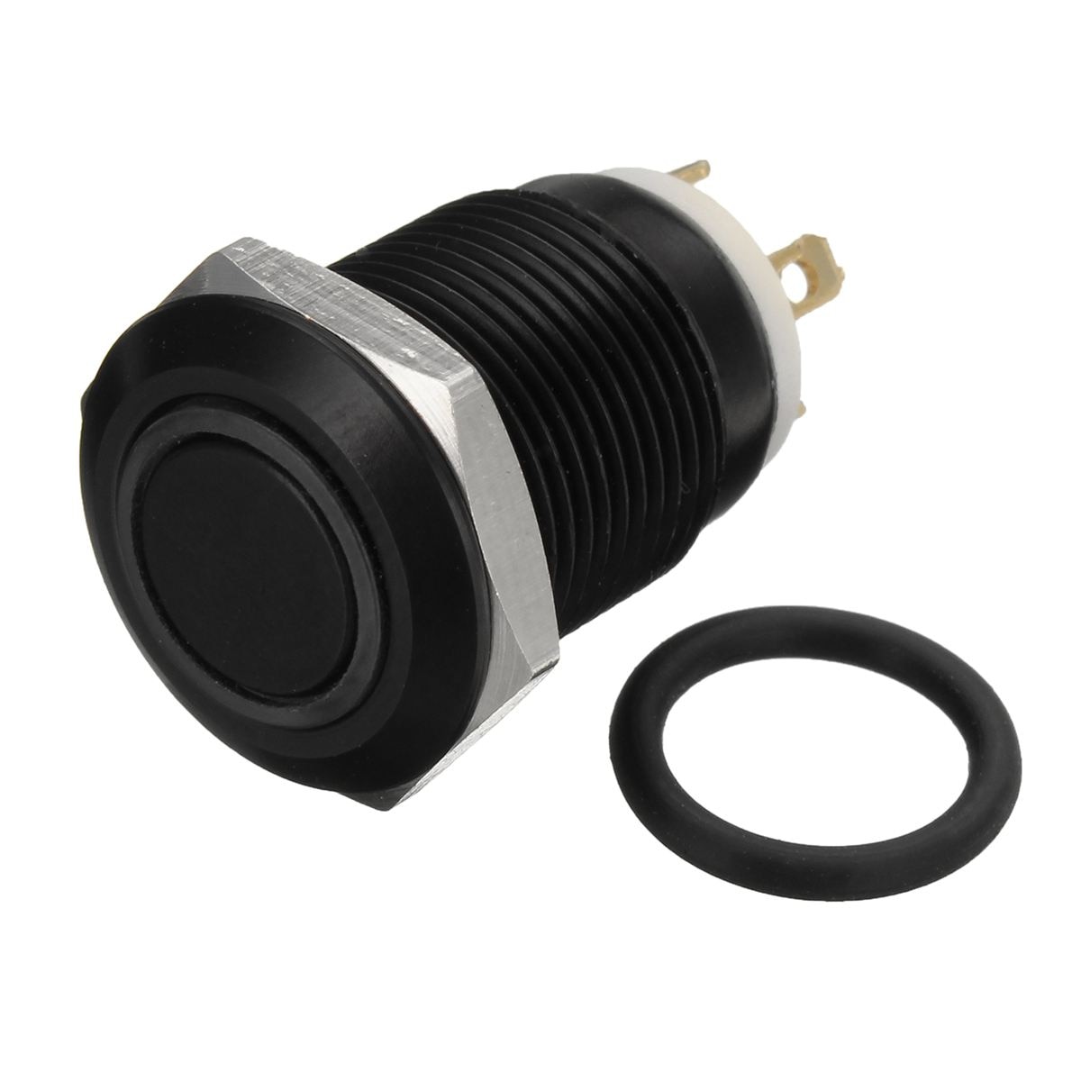 Zwart 4 Pin 12mm LED Licht Metalen Drukknop Momentary Switch Waterdichte 12 V Schakelaars Auto Elektronica