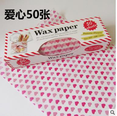 50 stk vokspapir engangsindpakning af fedtfast papir sæbeemballagepapir: Kærlighedsstil