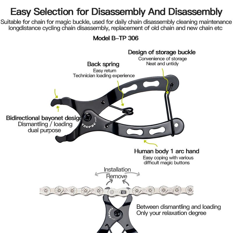 Bicycle Bike Open Close Chain Link Magic Buckle Removal Quick Repair Tool Chain magic buckle pliers chain installation tool