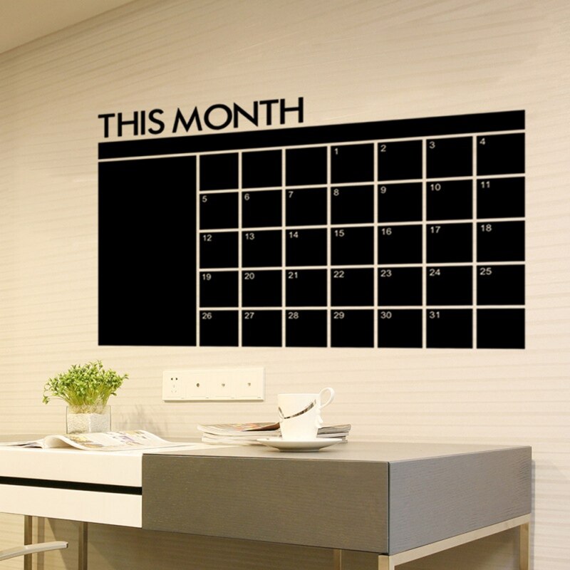 Month Calendar Chalkboard Removable Planner Wall Stickers Black Board Office School Vinyl Decals Supplies