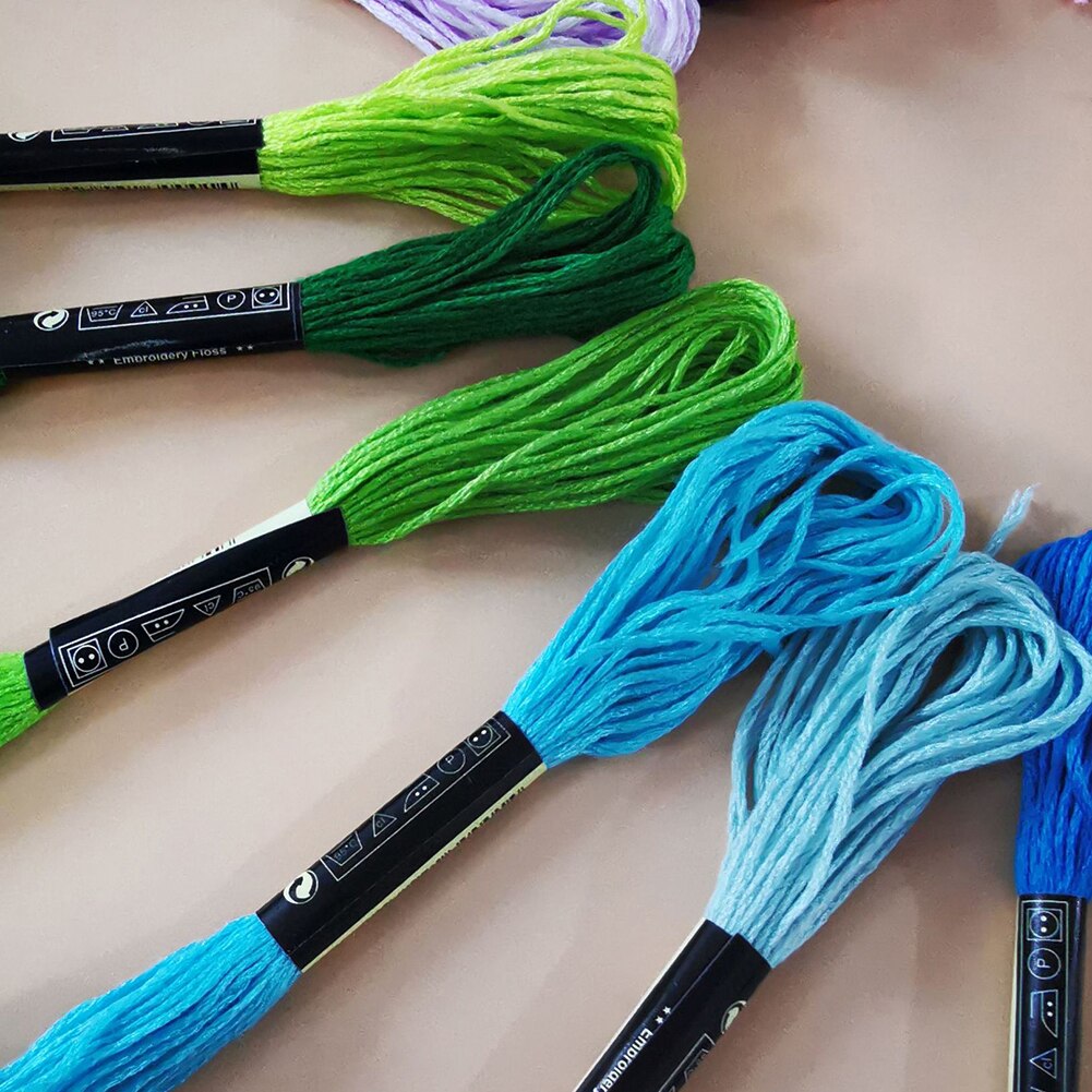 50 Skeins Rainbow Color Embroidery Thread Cross Stitch Floss with 12 Bobbins