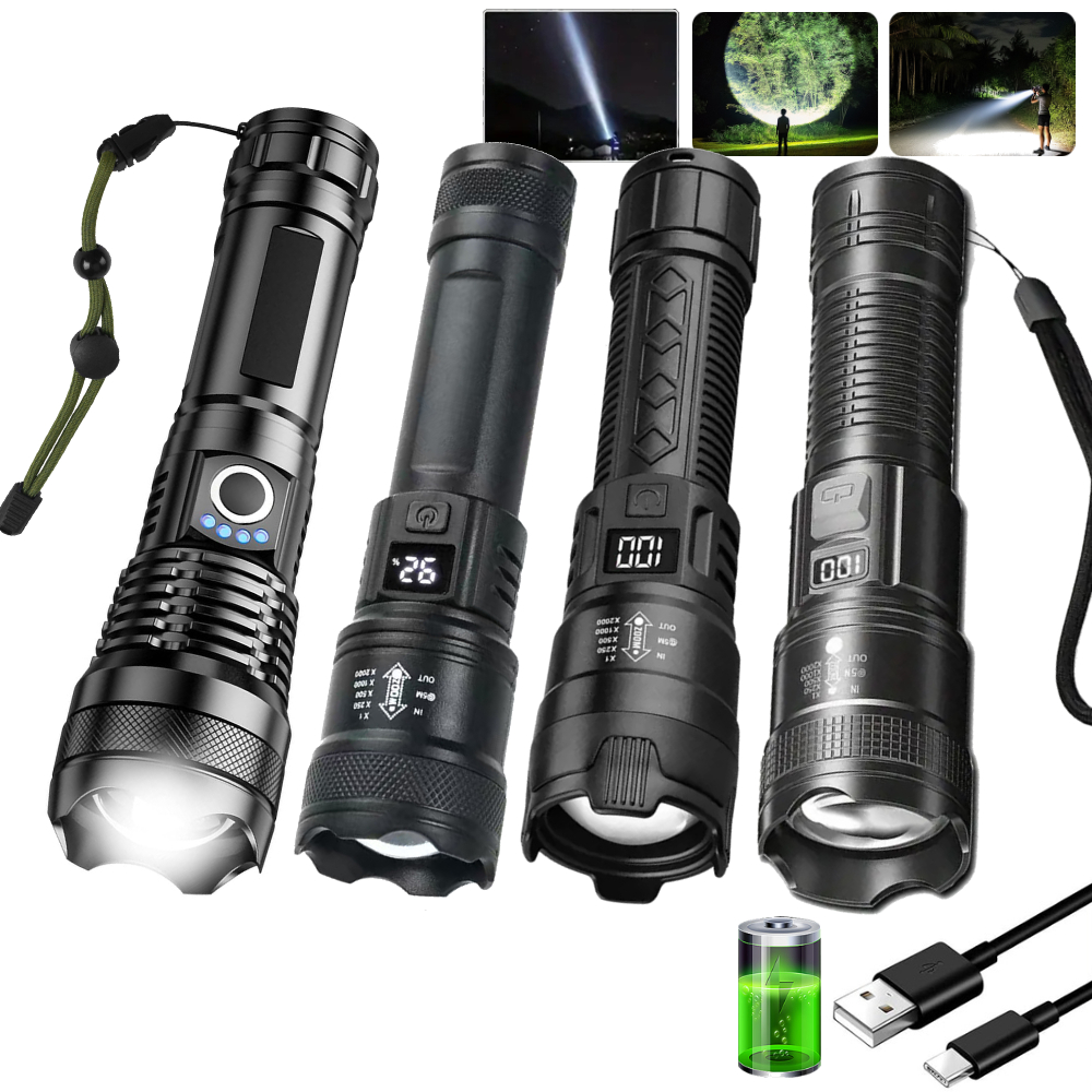 Rechargeable LED Flashlights Super Bright Portable Flashlights 3/5 Modes Telescopic Zoom Waterproof Handheld Torches